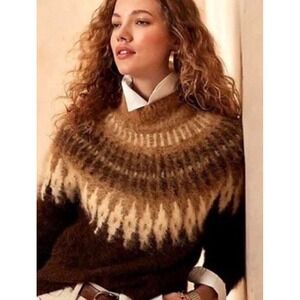 Banana Republic Fairisle Alpaca Sweater in Brown Size Small